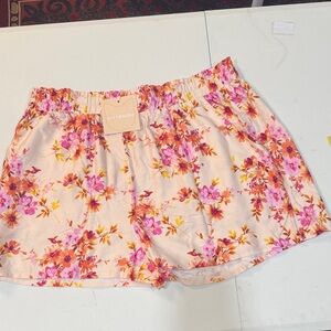 Kittenish Women's Floral Athletic Shorts - Pink and Orange